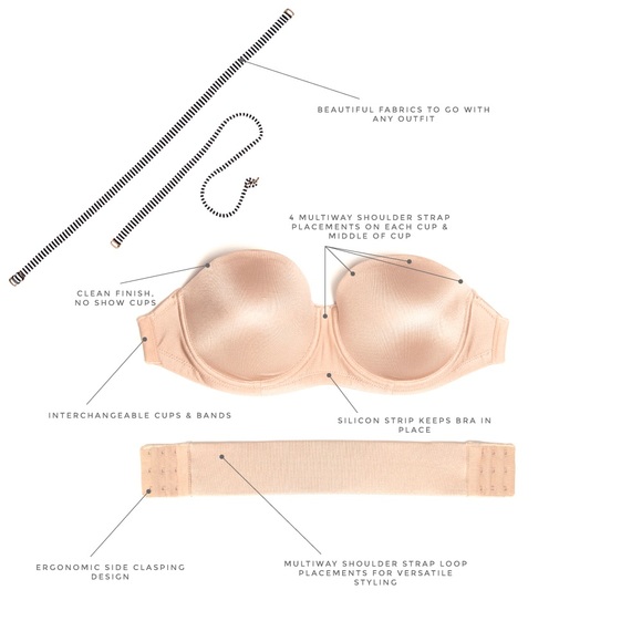 The Bra Lab, Nude / Pinstripe Set! B Cup Multi-Way - Picture 3 of 15